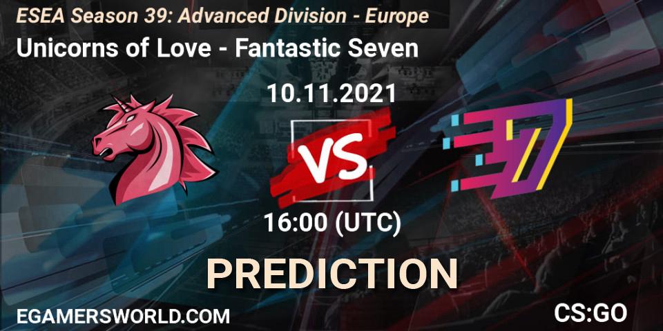 Unicorns of Love - Fantastic Seven: Maç tahminleri. 10.11.21, CS2 (CS:GO), ESEA Season 39: Advanced Division - Europe