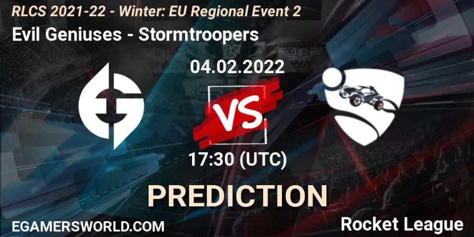Evil Geniuses - Stormtroopers: Maç tahminleri. 04.02.2022 at 17:30, Rocket League, RLCS 2021-22 - Winter: EU Regional Event 2