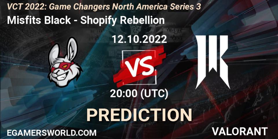 Misfits Black - Shopify Rebellion: Maç tahminleri. 12.10.2022 at 20:10, VALORANT, VCT 2022: Game Changers North America Series 3