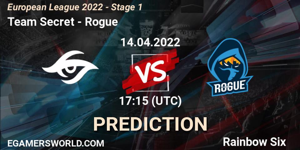 Team Secret - Rogue: Maç tahminleri. 14.04.2022 at 17:15, Rainbow Six, European League 2022 - Stage 1