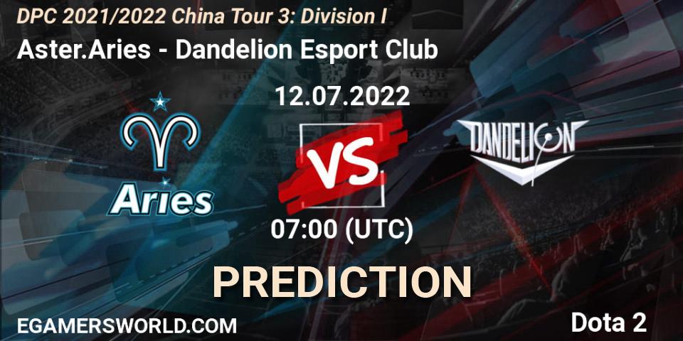 Aster.Aries - Dandelion Esport Club: Maç tahminleri. 12.07.2022 at 07:52, Dota 2, DPC 2021/2022 China Tour 3: Division I
