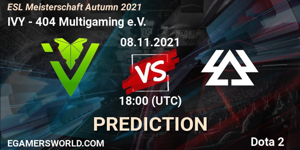 IVY - 404 Multigaming e.V.: Maç tahminleri. 08.11.2021 at 19:08, Dota 2, ESL Meisterschaft Autumn 2021