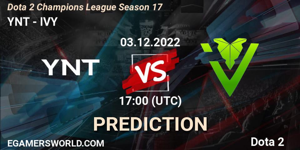 YNT - IVY: Maç tahminleri. 03.12.22, Dota 2, Dota 2 Champions League Season 17