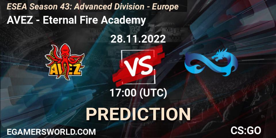 AVEZ - Eternal Fire Academy: Maç tahminleri. 28.11.22, CS2 (CS:GO), ESEA Season 43: Advanced Division - Europe