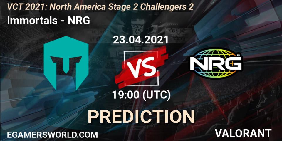 Immortals - NRG: Maç tahminleri. 23.04.2021 at 19:00, VALORANT, VCT 2021: North America Stage 2 Challengers 2