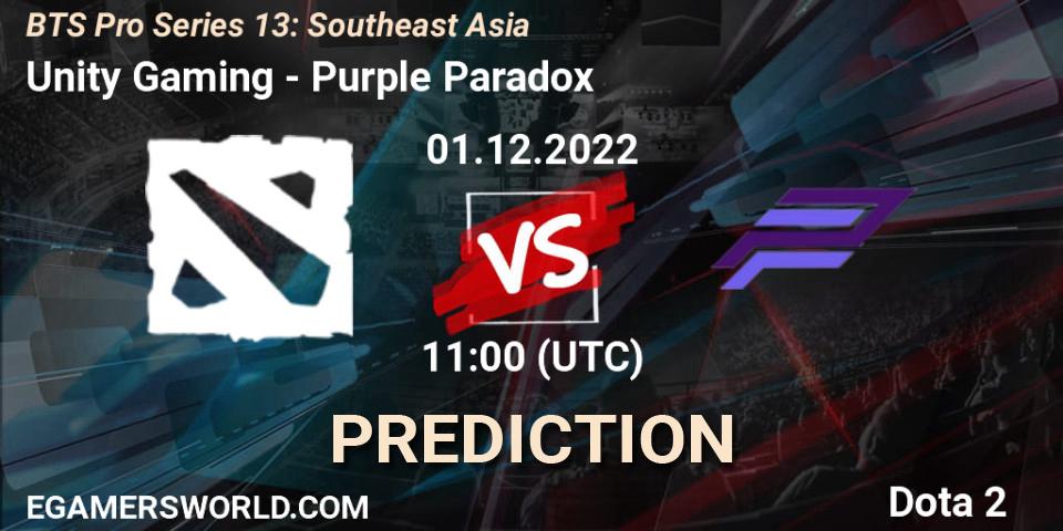 Unity Gaming - Purple Paradox: Maç tahminleri. 01.12.22, Dota 2, BTS Pro Series 13: Southeast Asia