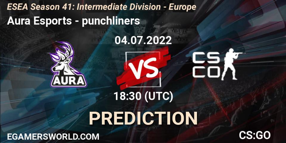 Aura Esports - punchliners: Maç tahminleri. 04.07.2022 at 18:30, Counter-Strike (CS2), ESEA Season 41: Intermediate Division - Europe