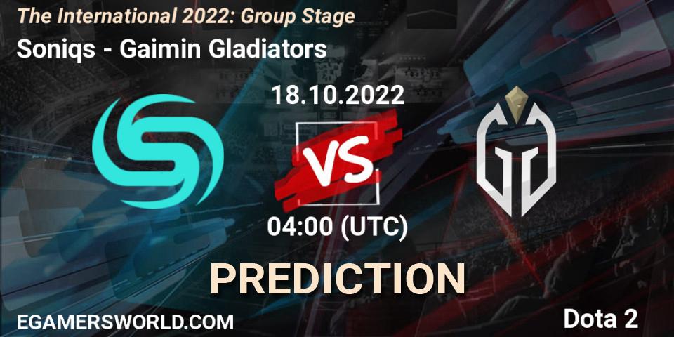 Soniqs - Gaimin Gladiators: Maç tahminleri. 18.10.2022 at 04:23, Dota 2, The International 2022: Group Stage