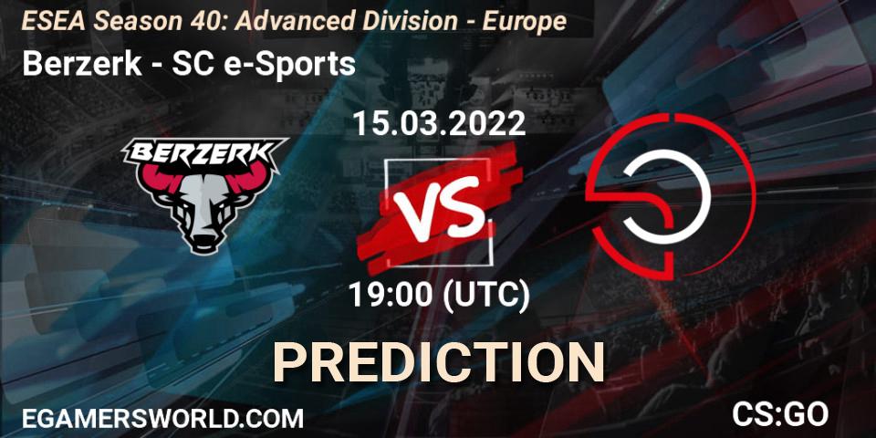 Berzerk - SC e-Sports: Maç tahminleri. 15.03.2022 at 19:00, Counter-Strike (CS2), ESEA Season 40: Advanced Division - Europe