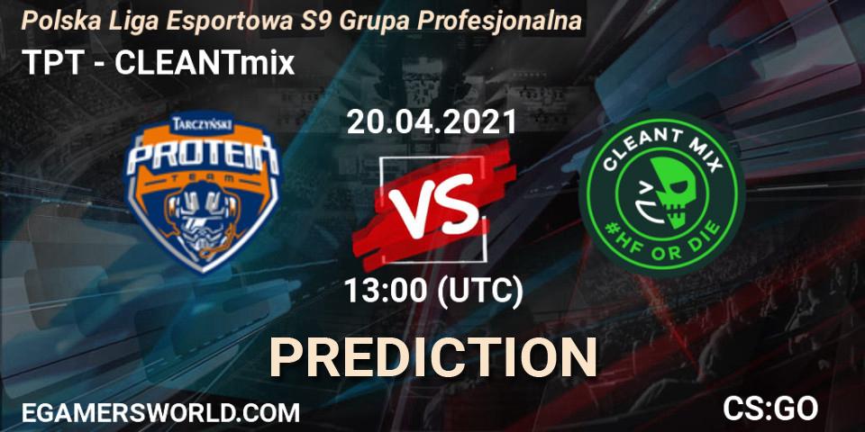 TPT - CLEANTmix: Maç tahminleri. 20.04.2021 at 13:00, Counter-Strike (CS2), Polska Liga Esportowa S9 Grupa Profesjonalna