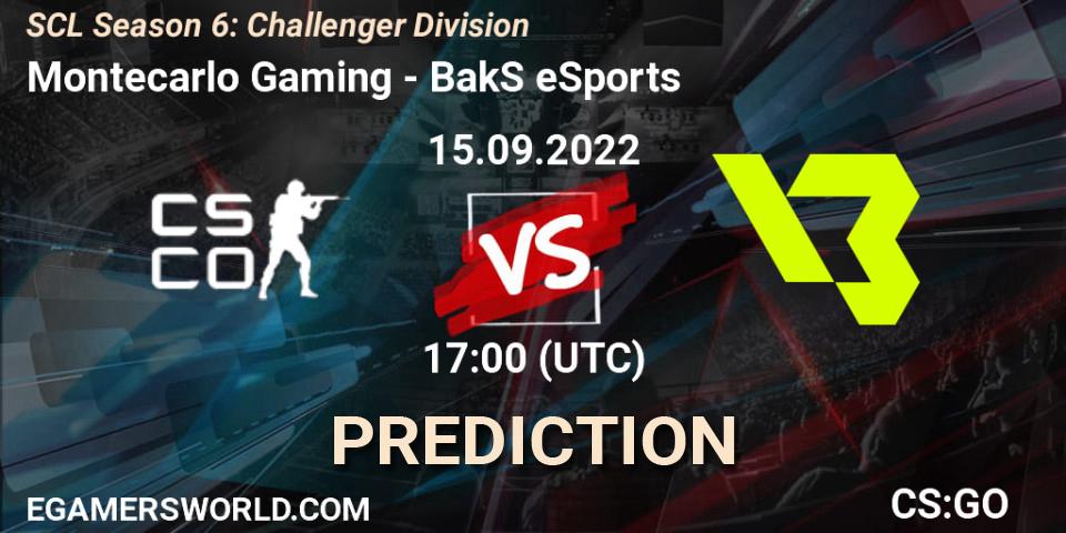 Montecarlo Gaming - BakS eSports: Maç tahminleri. 15.09.2022 at 17:00, Counter-Strike (CS2), SCL Season 6: Challenger Division