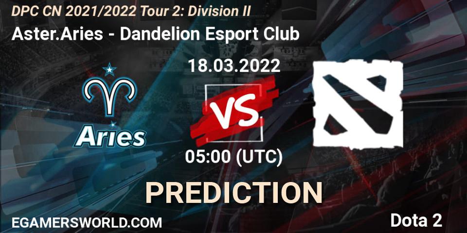 Aster.Aries - Dandelion Esport Club: Maç tahminleri. 18.03.2022 at 04:00, Dota 2, DPC 2021/2022 Tour 2: CN Division II (Lower)