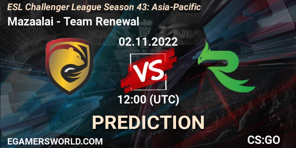 Mazaalai - Team Renewal: Maç tahminleri. 02.11.22, CS2 (CS:GO), ESL Challenger League Season 43: Asia-Pacific