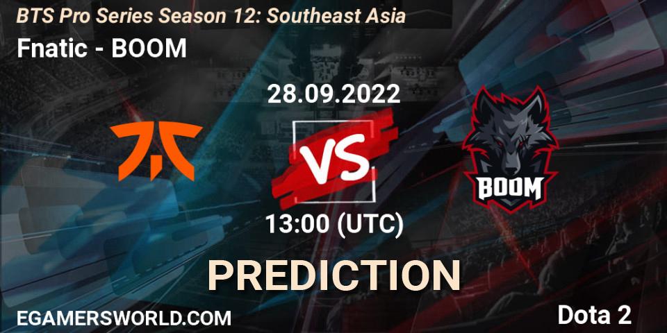 Fnatic - BOOM: Maç tahminleri. 27.09.22, Dota 2, BTS Pro Series Season 12: Southeast Asia