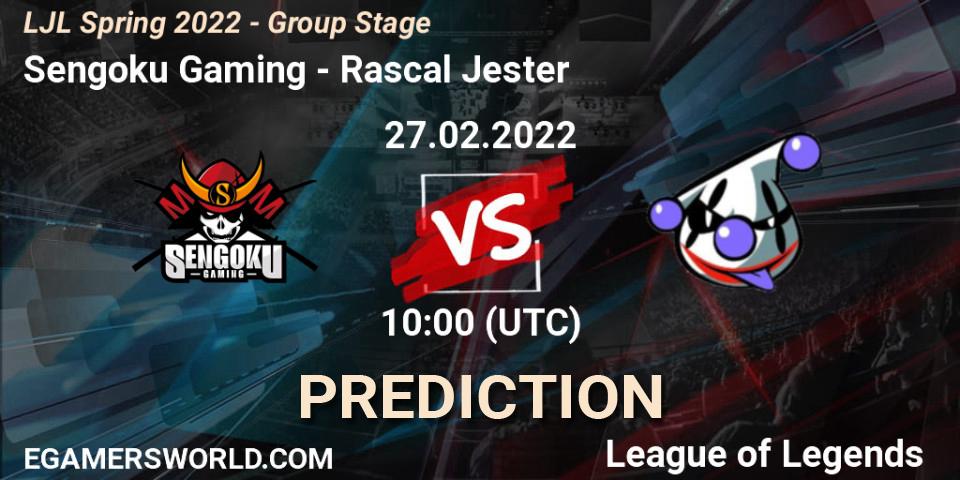 Sengoku Gaming - Rascal Jester: Maç tahminleri. 27.02.2022 at 10:00, LoL, LJL Spring 2022 - Group Stage