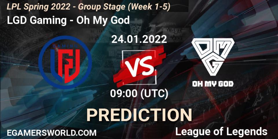 LGD Gaming - Oh My God: Maç tahminleri. 24.01.2022 at 09:00, LoL, LPL Spring 2022 - Group Stage (Week 1-5)