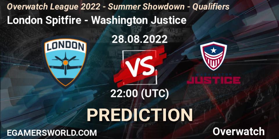 London Spitfire - Washington Justice: Maç tahminleri. 28.08.2022 at 22:00, Overwatch, Overwatch League 2022 - Summer Showdown - Qualifiers