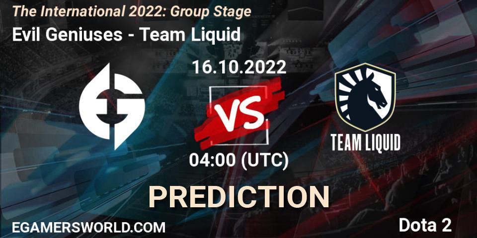 Evil Geniuses - Team Liquid: Maç tahminleri. 16.10.22, Dota 2, The International 2022: Group Stage