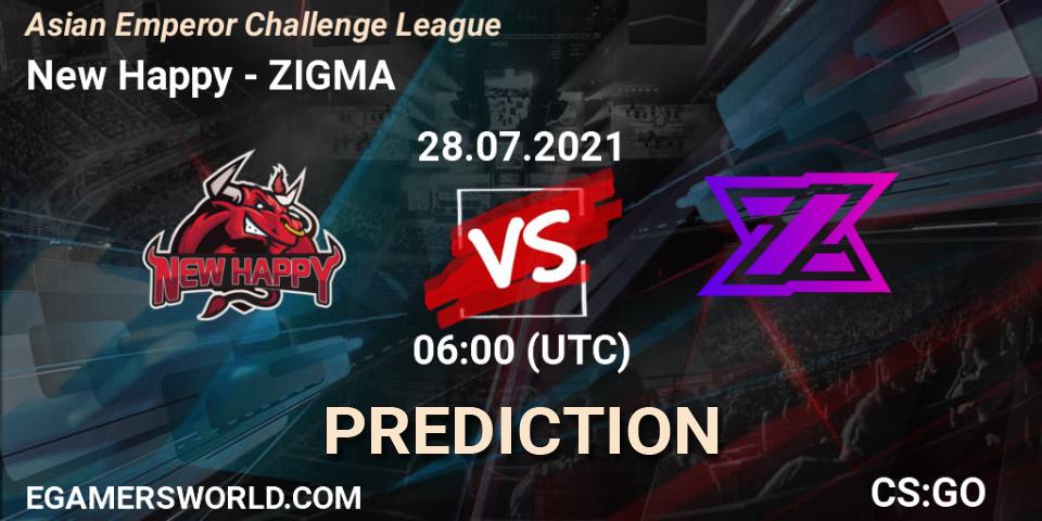 New Happy - ZIGMA: Maç tahminleri. 28.07.2021 at 06:00, Counter-Strike (CS2), Asian Emperor Challenge League