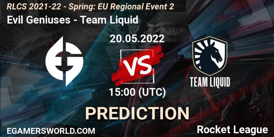 Evil Geniuses - Team Liquid: Maç tahminleri. 20.05.22, Rocket League, RLCS 2021-22 - Spring: EU Regional Event 2