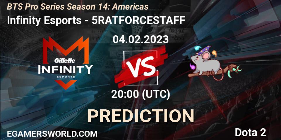 Infinity Esports - 5RATFORCESTAFF: Maç tahminleri. 04.02.23, Dota 2, BTS Pro Series Season 14: Americas