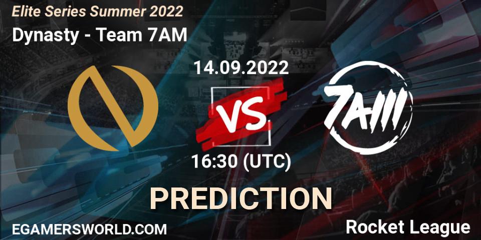 Dynasty - Team 7AM: Maç tahminleri. 14.09.2022 at 16:30, Rocket League, Elite Series Summer 2022