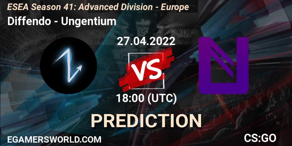 Diffendo - Ungentium: Maç tahminleri. 27.04.2022 at 18:00, Counter-Strike (CS2), ESEA Season 41: Advanced Division - Europe
