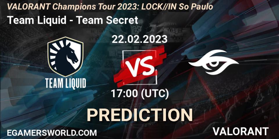 Team Liquid - Team Secret: Maç tahminleri. 22.02.23, VALORANT, VALORANT Champions Tour 2023: LOCK//IN São Paulo