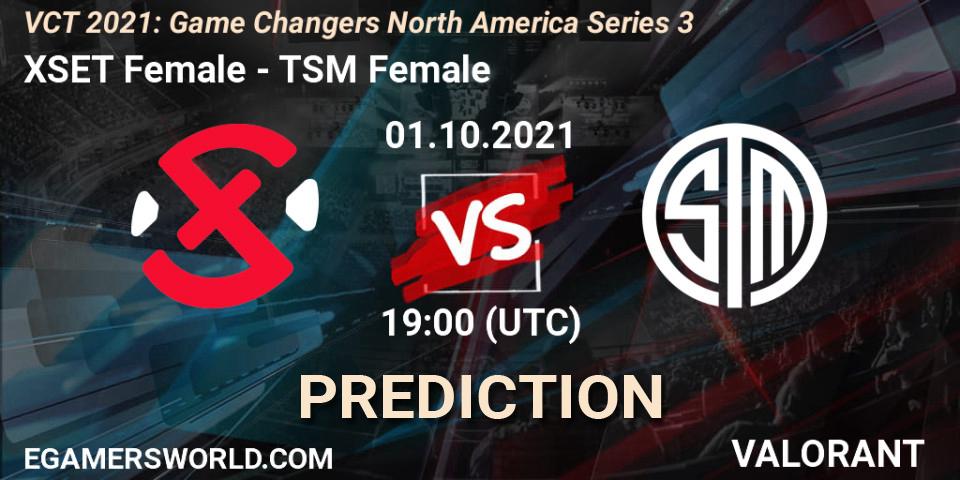 XSET Female - TSM Female: Maç tahminleri. 01.10.2021 at 19:00, VALORANT, VCT 2021: Game Changers North America Series 3