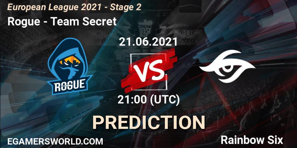 Rogue - Team Secret: Maç tahminleri. 21.06.2021 at 21:00, Rainbow Six, European League 2021 - Stage 2