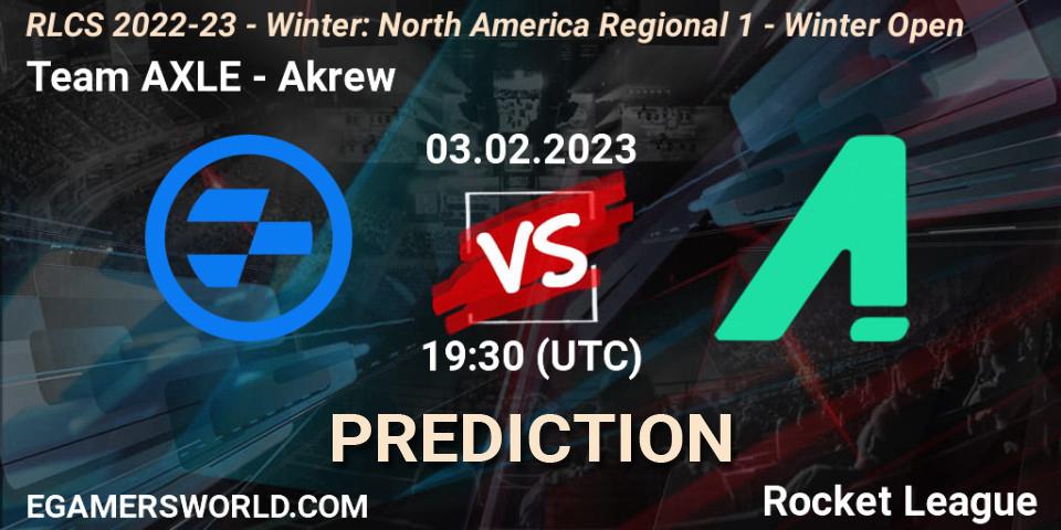 Team AXLE - Akrew: Maç tahminleri. 03.02.2023 at 19:30, Rocket League, RLCS 2022-23 - Winter: North America Regional 1 - Winter Open