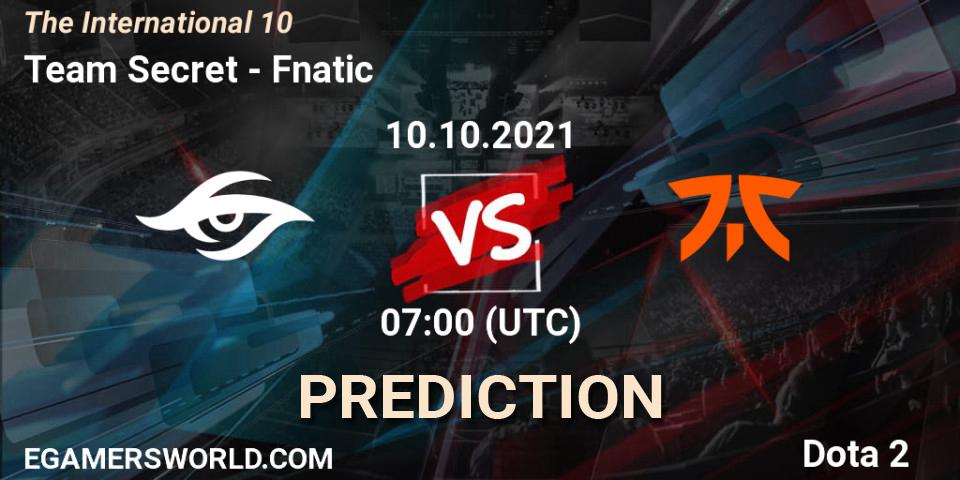 Team Secret - Fnatic: Maç tahminleri. 10.10.2021 at 07:00, Dota 2, The Internationa 2021