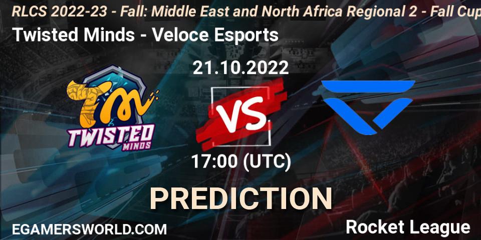 Twisted Minds - Veloce Esports: Maç tahminleri. 21.10.22, Rocket League, RLCS 2022-23 - Fall: Middle East and North Africa Regional 2 - Fall Cup