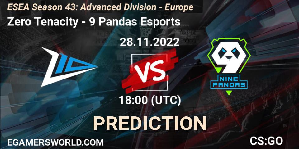 Zero Tenacity - 9 Pandas Esports: Maç tahminleri. 28.11.22, CS2 (CS:GO), ESEA Season 43: Advanced Division - Europe