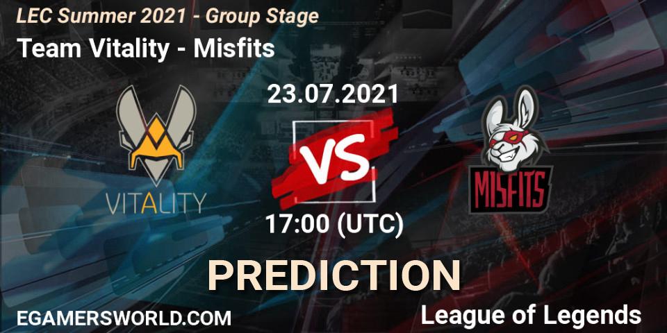 Team Vitality - Misfits: Maç tahminleri. 23.07.21, LoL, LEC Summer 2021 - Group Stage