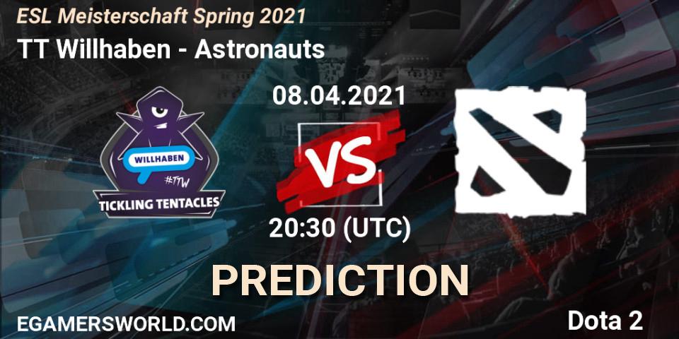TT Willhaben - Astronauts: Maç tahminleri. 08.04.2021 at 19:00, Dota 2, ESL Meisterschaft Spring 2021