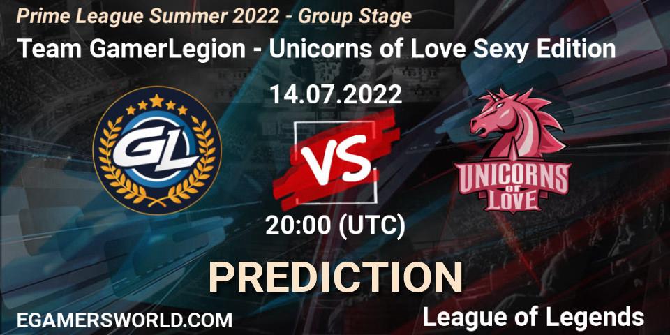 Team GamerLegion - Unicorns of Love Sexy Edition: Maç tahminleri. 14.07.2022 at 20:00, LoL, Prime League Summer 2022 - Group Stage