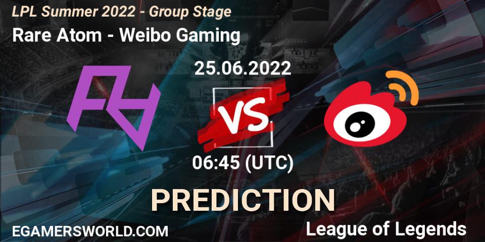 Rare Atom - Weibo Gaming: Maç tahminleri. 25.06.22, LoL, LPL Summer 2022 - Group Stage