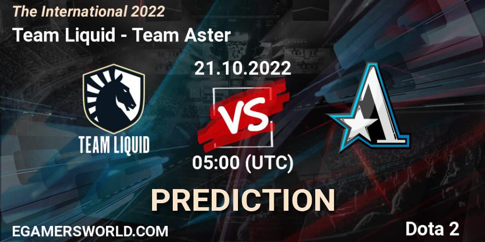 Team Liquid - Team Aster: Maç tahminleri. 21.10.22, Dota 2, The International 2022