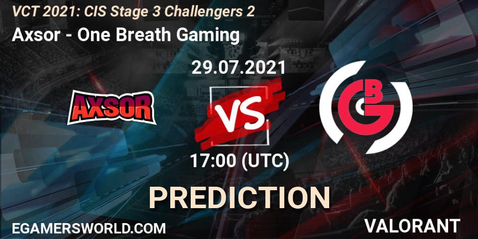 Axsor - One Breath Gaming: Maç tahminleri. 29.07.2021 at 18:00, VALORANT, VCT 2021: CIS Stage 3 Challengers 2