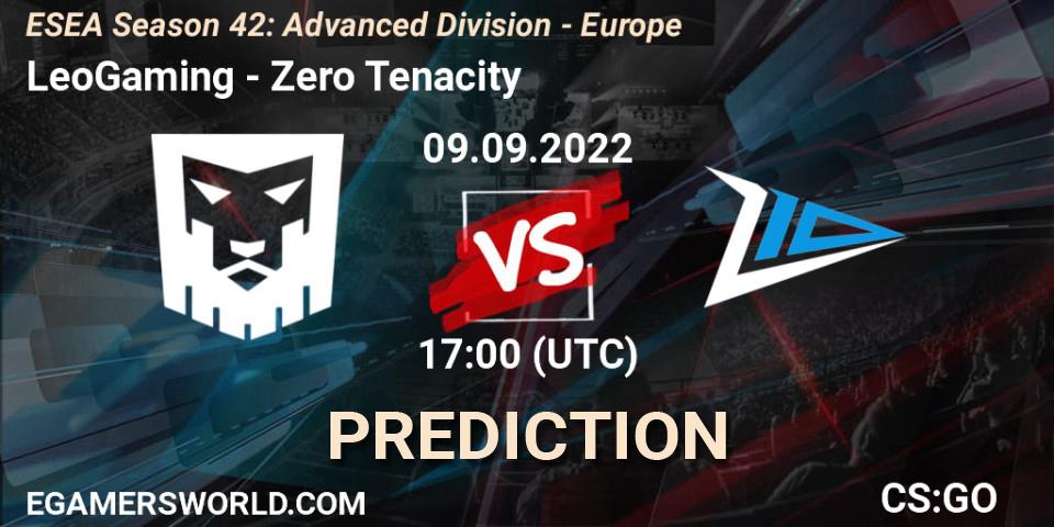 LeoGaming - Zero Tenacity: Maç tahminleri. 09.09.2022 at 17:00, Counter-Strike (CS2), ESEA Season 42: Advanced Division - Europe