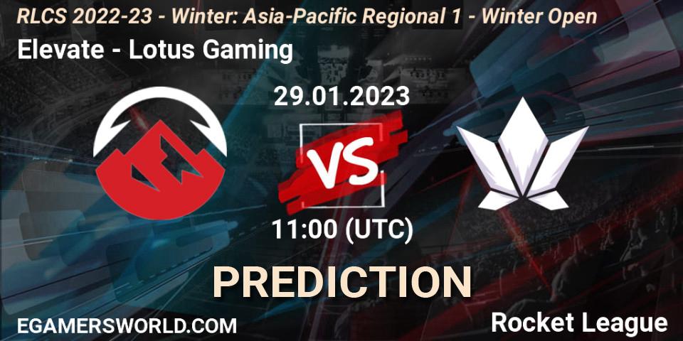 Elevate - Lotus Gaming: Maç tahminleri. 29.01.2023 at 11:00, Rocket League, RLCS 2022-23 - Winter: Asia-Pacific Regional 1 - Winter Open