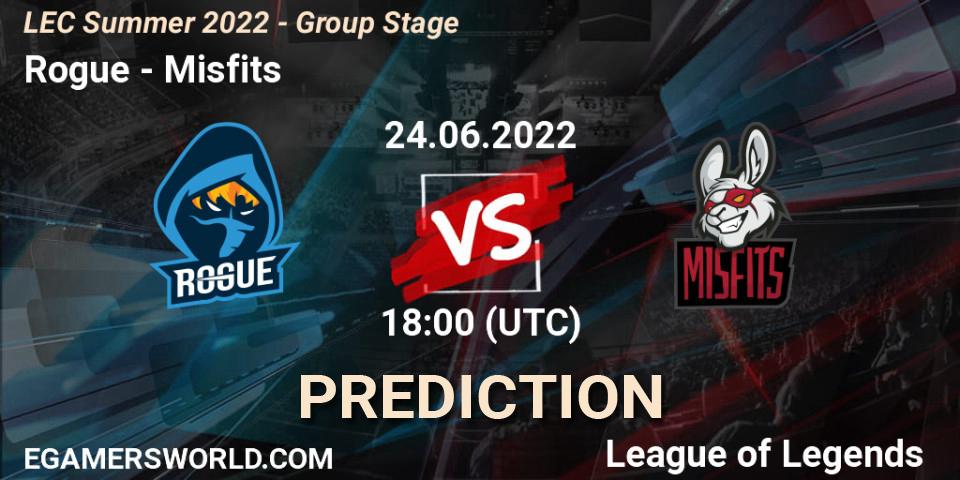 Rogue - Misfits: Maç tahminleri. 24.06.2022 at 20:00, LoL, LEC Summer 2022 - Group Stage