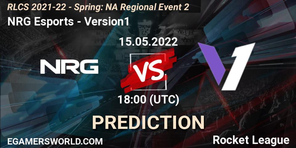 NRG Esports - Version1: Maç tahminleri. 15.05.2022 at 18:00, Rocket League, RLCS 2021-22 - Spring: NA Regional Event 2