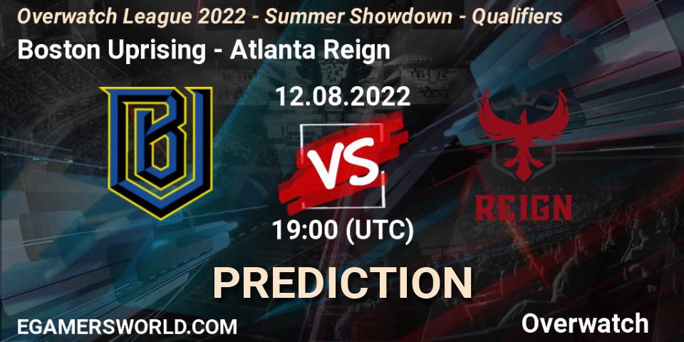 Boston Uprising - Atlanta Reign: Maç tahminleri. 12.08.2022 at 19:00, Overwatch, Overwatch League 2022 - Summer Showdown - Qualifiers