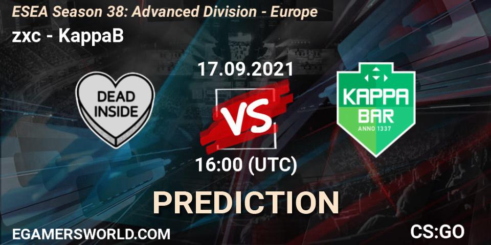 zxc - KappaB: Maç tahminleri. 17.09.2021 at 16:00, Counter-Strike (CS2), ESEA Season 38: Advanced Division - Europe