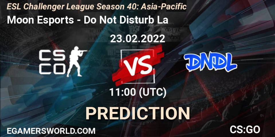 Moon Esports - Do Not Disturb La: Maç tahminleri. 23.02.2022 at 12:00, Counter-Strike (CS2), ESL Challenger League Season 40: Asia-Pacific