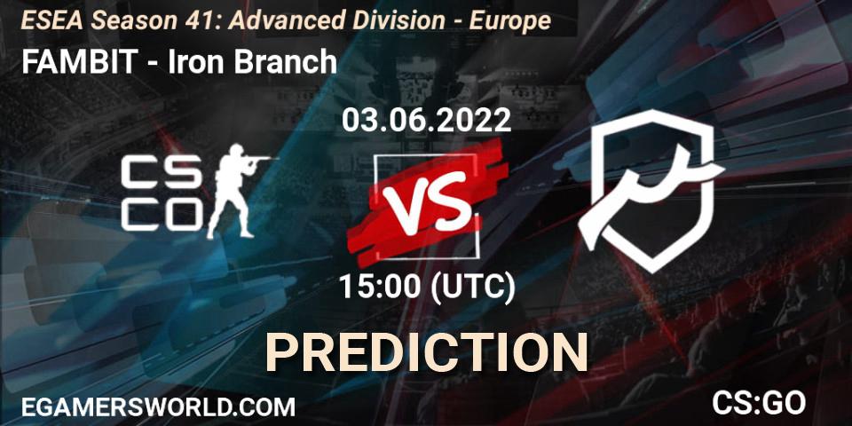 FAMBIT - Iron Branch: Maç tahminleri. 03.06.2022 at 15:00, Counter-Strike (CS2), ESEA Season 41: Advanced Division - Europe