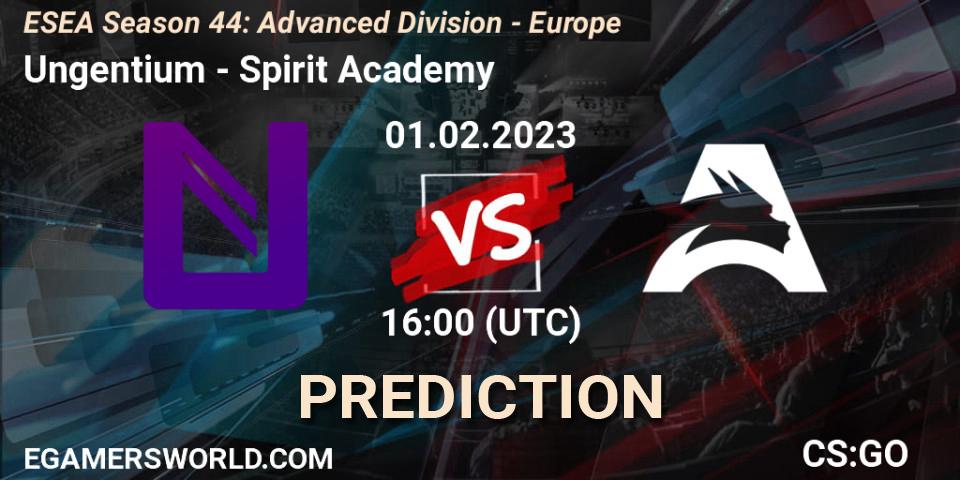 Ungentium - Spirit Academy: Maç tahminleri. 01.02.23, CS2 (CS:GO), ESEA Season 44: Advanced Division - Europe