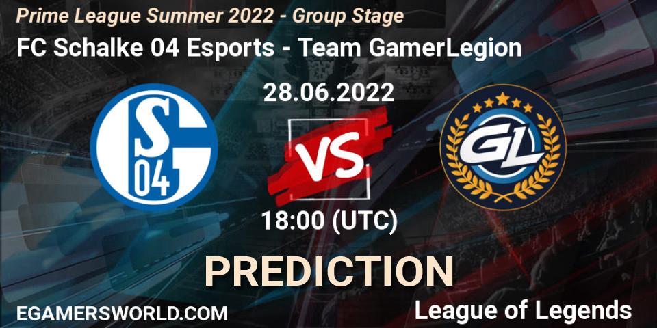 FC Schalke 04 Esports - Team GamerLegion: Maç tahminleri. 28.06.22, LoL, Prime League Summer 2022 - Group Stage
